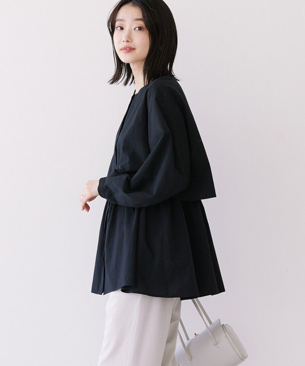 AMERICAN HOLIC サッカーティアードロングブラウス Black