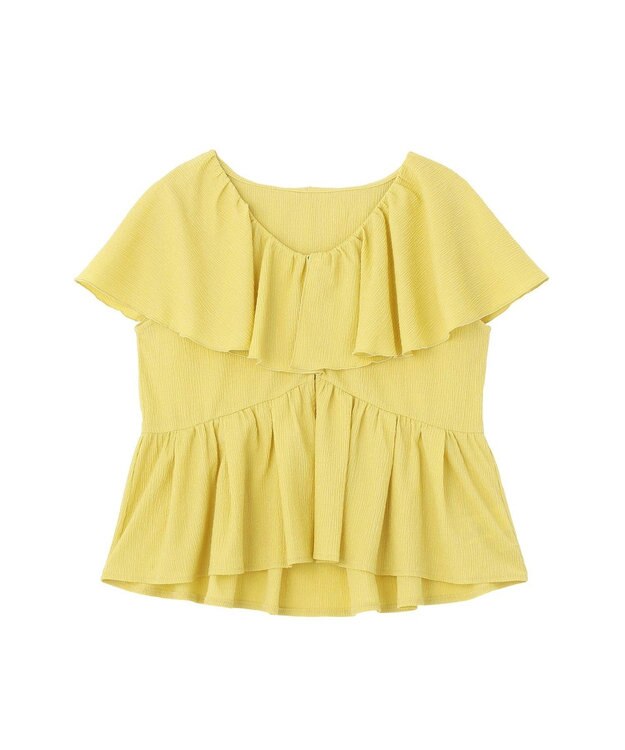 earth music&ecology ラッフルカラーペプラムカットブラウス Yellow