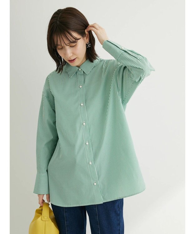 Green Parks ・ＥＬＥＮＣＡＲＥ　ＤＵＥ　パールボタンシャツチュニック Green