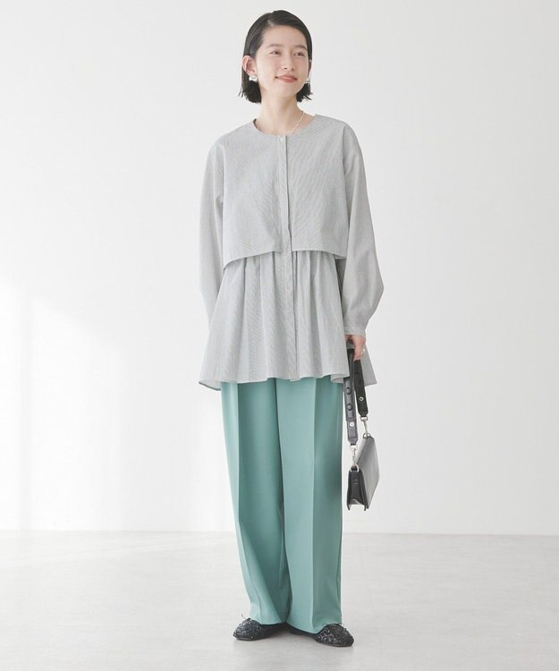 AMERICAN HOLIC サッカーティアードロングブラウス Stripe