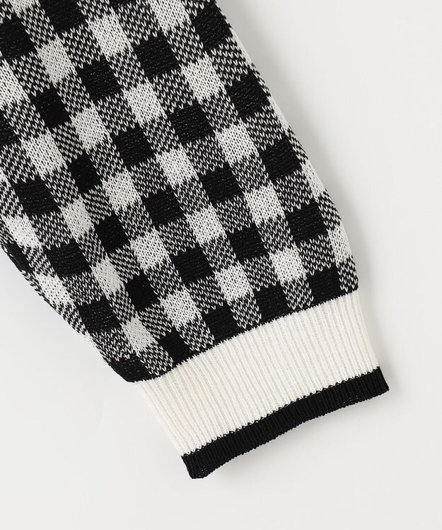 ANY KIDS ギンガム総柄ニット カーディガン ブラックギンガム