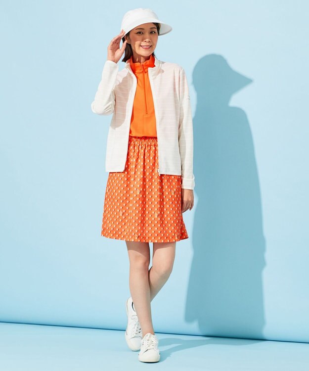 23区GOLF 【WOMEN】便利なUV羽織！【吸水速乾/UVカット】ラメボーダージャージ ホワイト系