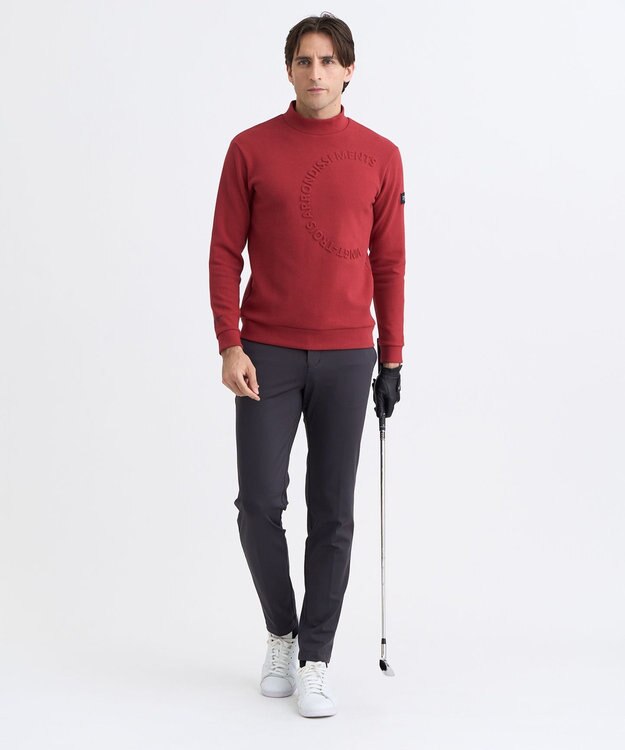 23区GOLF 【MEN】エンボスロゴダンボールモックネック レッド系