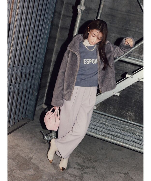 Te chichi 【宮本茉由着用】グラデーションファースタンドジャケット グレー