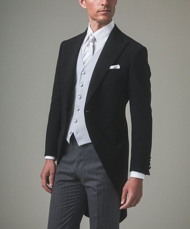 GOTAIRIKU 【WEAR BLACK】フォーマル用_ストライプ ネクタイ ホワイト系1