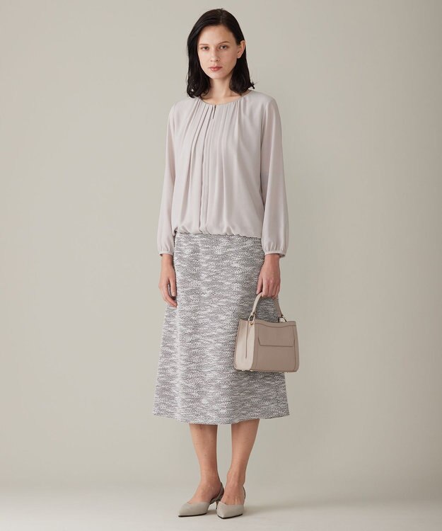 自由区 【洗える】ロイヤルシフォン ブラウス ライトグレー系