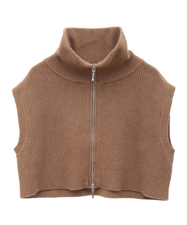 earth music&ecology ＳＥＴ２点ＺＩＰベスト＋ニットワンピース Camel