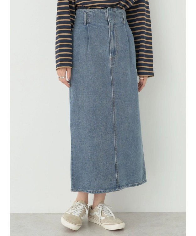 earth music&ecology デニムナロースカート Medium Indigo
