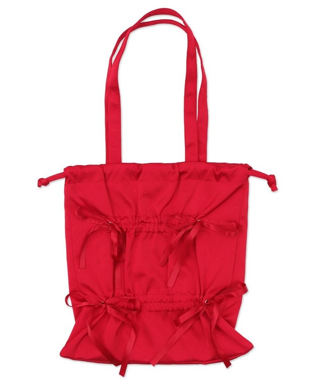 WEGO ドロストリボンギャザートート レッド