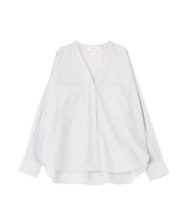 AMERICAN HOLIC 【イージーケア】ストライプVネックシャツ Off White