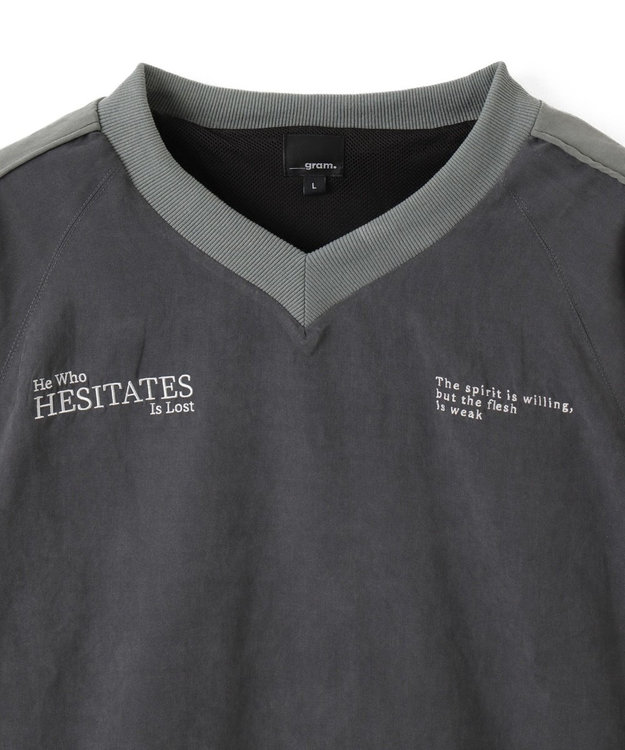 WEGO ミリタリーVネックラインプルオーバー ダークグレー