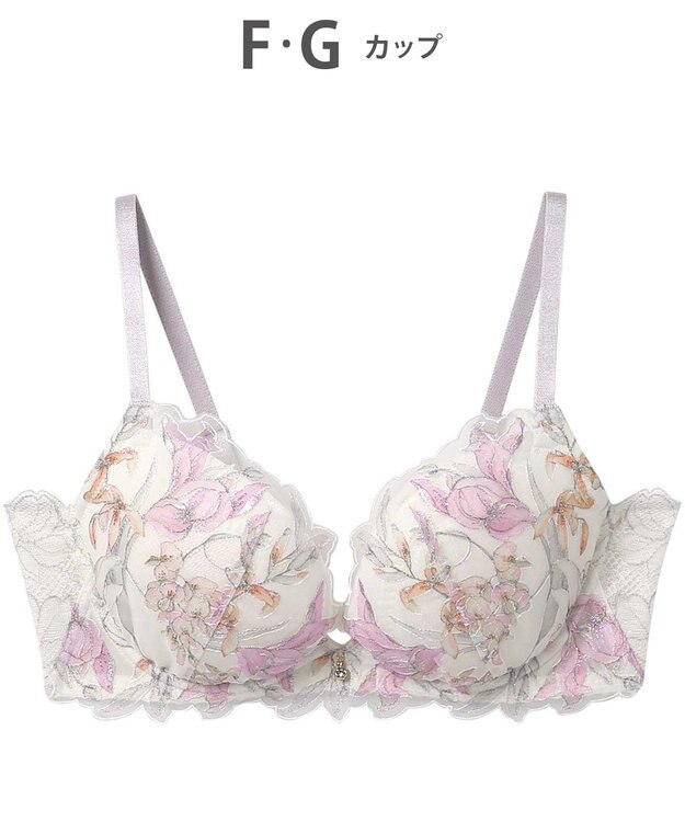 AMPHI ブラジャー グラマラス&リッチな谷間をメイク Gカップまで対応 【Glama-Rich グラマリッチ 脇スッキリ・ライトタイプ】 大きいサイズ ブラ BYJ685 アンフィ／ワコール シェルベージュ