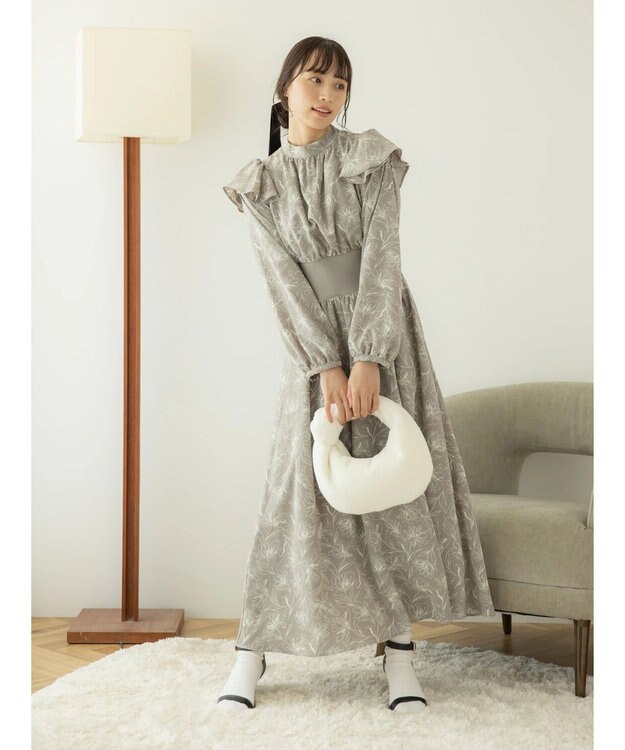 earth music&ecology リブドッキングフラワーワンピース Mocha