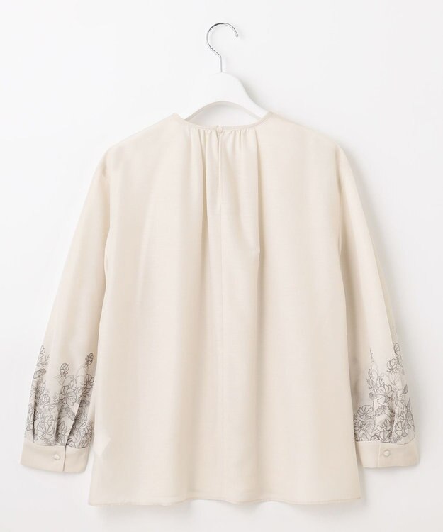 自由区 L 【洗える】シアーエンブロイダリープルオーバー ブラウス ベージュ