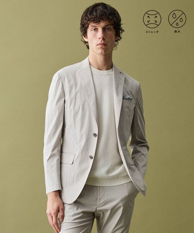 JOSEPH ABBOUD 【キングサイズ・ストレッチ/軽量/Eco撥水/オーガニックコットン使用】マイクロピケストレッチジャケット ライトグレー系8