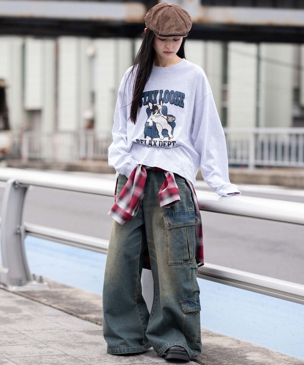 WEGO 【ユニセックス着用ITEM】グラフィックBIG　T（長袖） アッシュグレー