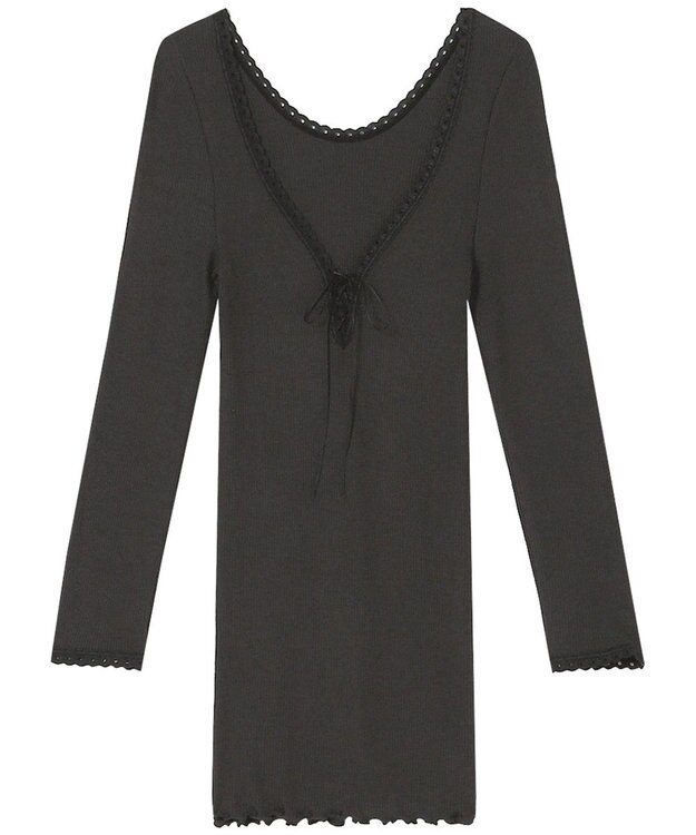 AMPHI あったかインナー 薄手 リブ素材 ９分袖 長袖 UWF360 アンフィ／ワコール ブラック