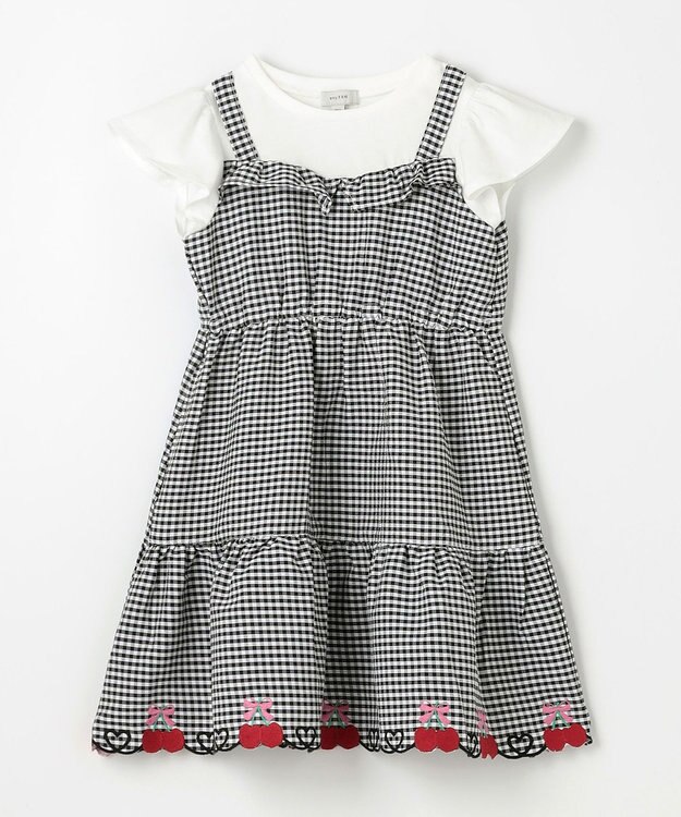 ANY KIDS ギンガム ドッキングワンピース ブラック系