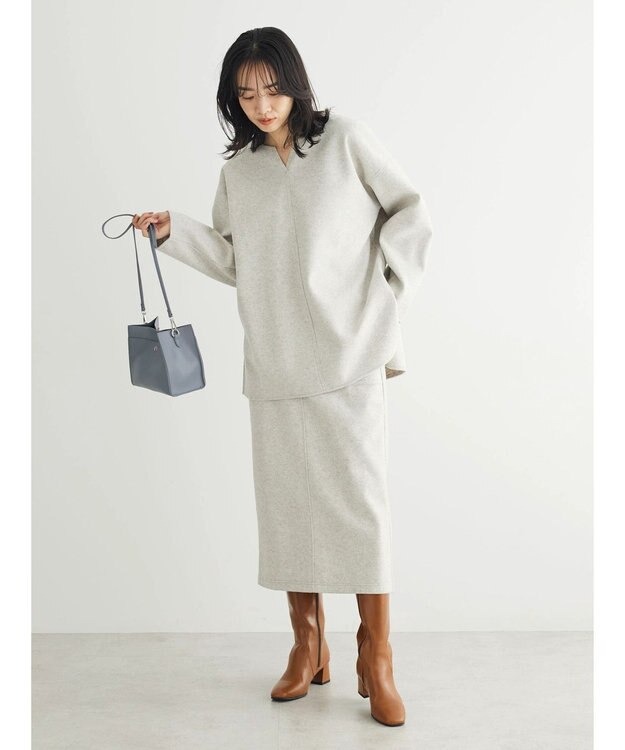 Green Parks 圧縮ポンチキーネックチュニック Ivory