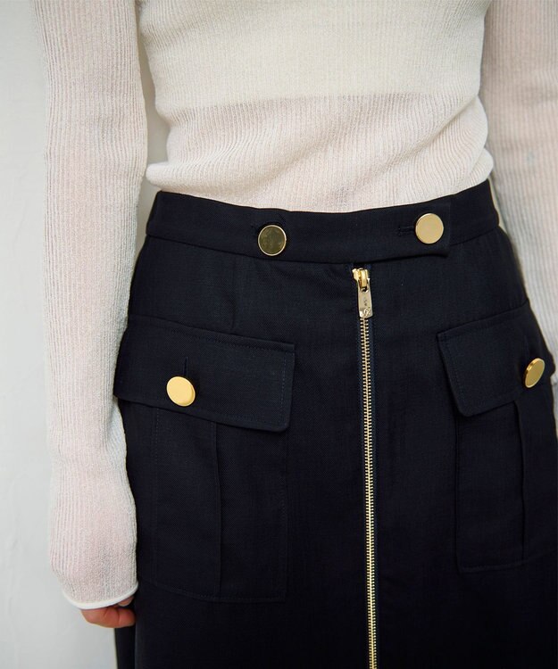 GRACE CONTINENTAL バイカラージップスカート ネイビー