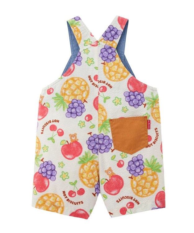 MIKI HOUSE HOT BISCUITS 【ビーンズ×フルーツシリーズ】【70-110cm】5分丈オーバーオール アイボリー