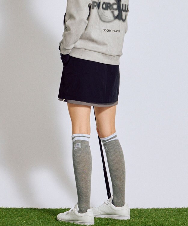 PW CIRCULUS 【蓄熱裏地】【WOMEN】バイカラースカート ゴルフウェア レディース ブラック系