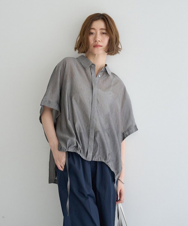 YECCA VECCA サイドスリットドロストシャツ Gray