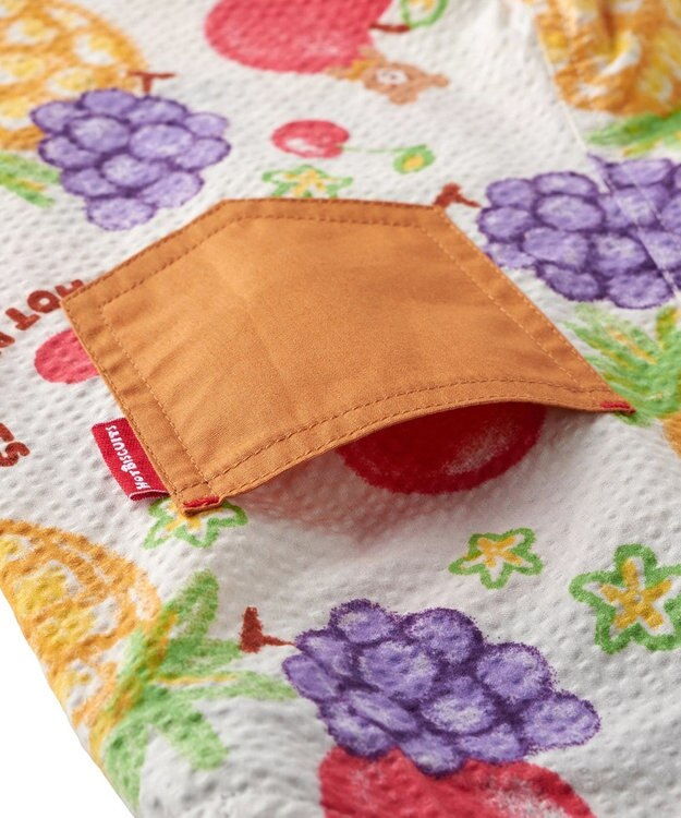 MIKI HOUSE HOT BISCUITS 【ビーンズ×フルーツシリーズ】【70-110cm】5分丈オーバーオール アイボリー