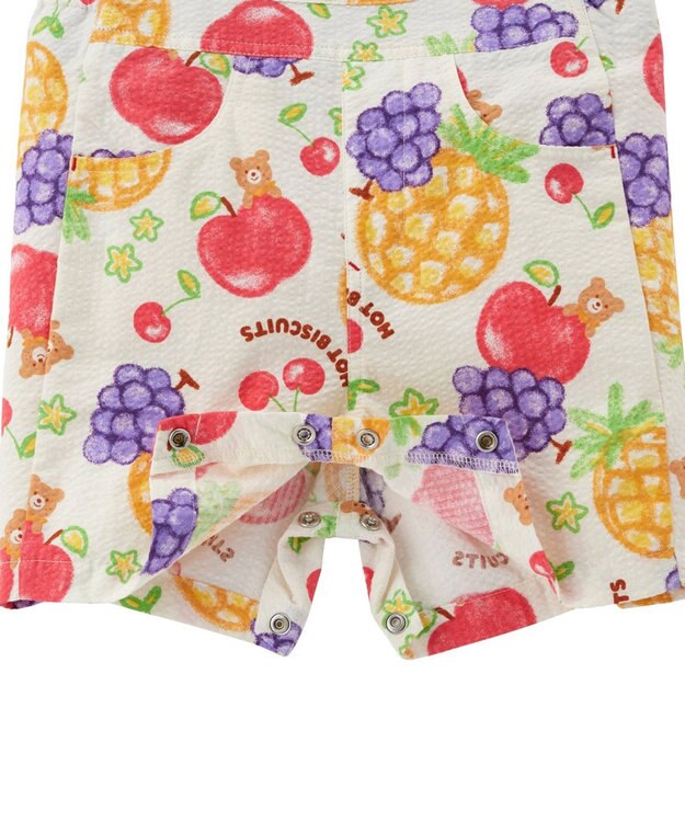 MIKI HOUSE HOT BISCUITS 【ビーンズ×フルーツシリーズ】【70-110cm】5分丈オーバーオール アイボリー