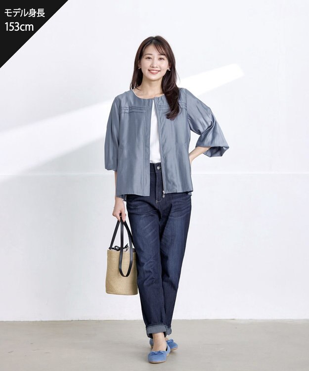 Tiaclasse 【洗える・ストレッチ】デニムパンツ ネイビー