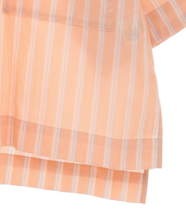 Green Parks 綿麻混５分袖ターンバックシャツ Orange