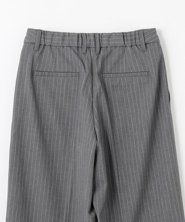 ANY L 【洗濯機可/ウエストゴム/２ＷＡＹストレッチ】ワイドパンツ グレーストライプ