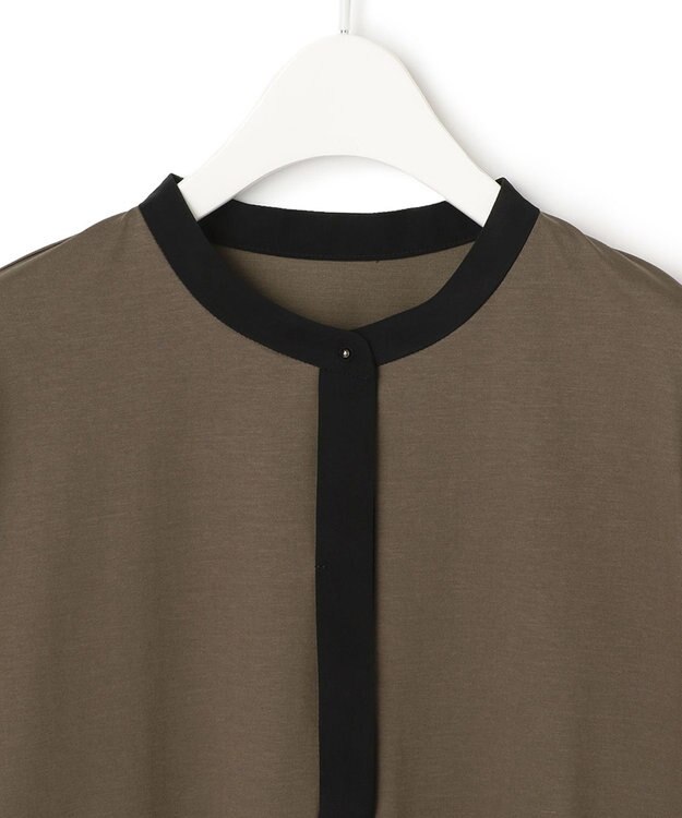 ICB 【洗える】タイプライタージャージー  ヘンリーネックカットソー カーキ系