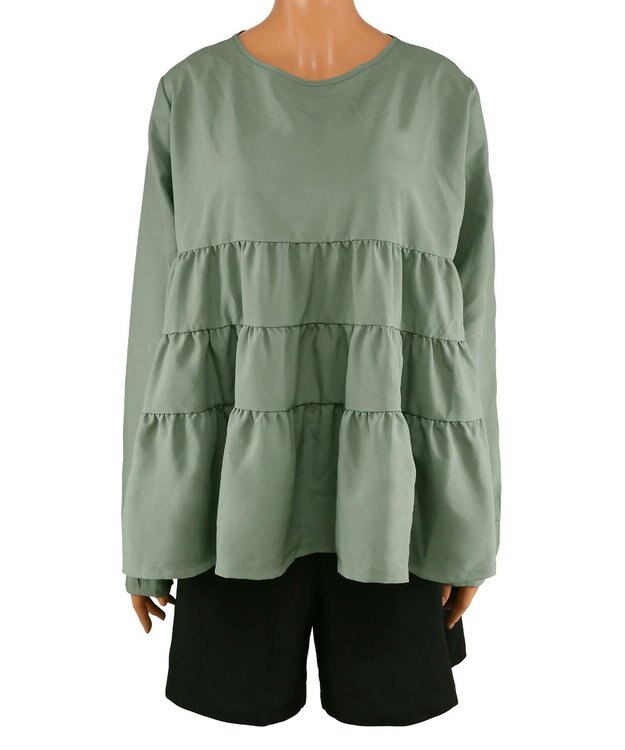 San-ai Resort（三愛水着楽園） 【WEB限定】5点セット キャップ付きUVカットタンキニ+ティアードラッシュセット水着【BeachQueen(ビーチクイーン）】 ベージュ