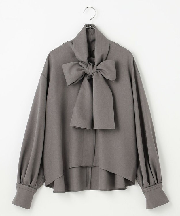 #Newans 【洗濯機可】ビックリボンパウダリーブラウス チャコール