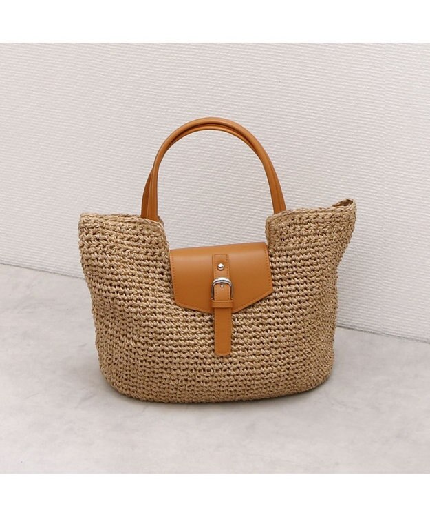 UNBILLION カシュカシュ cachecache / ベルトフラップクロッシェトート カゴバッグ キャメル