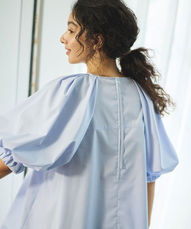 #Newans サークルスリーブAラインブラウス ライトブルー