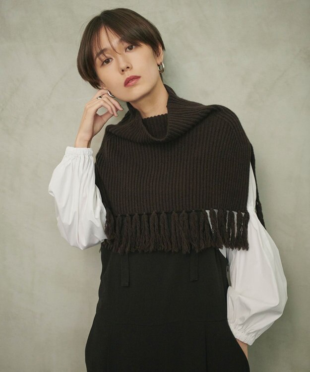 #Newans カシミヤブレンドバルキースヌードベスト ダークブラウン系