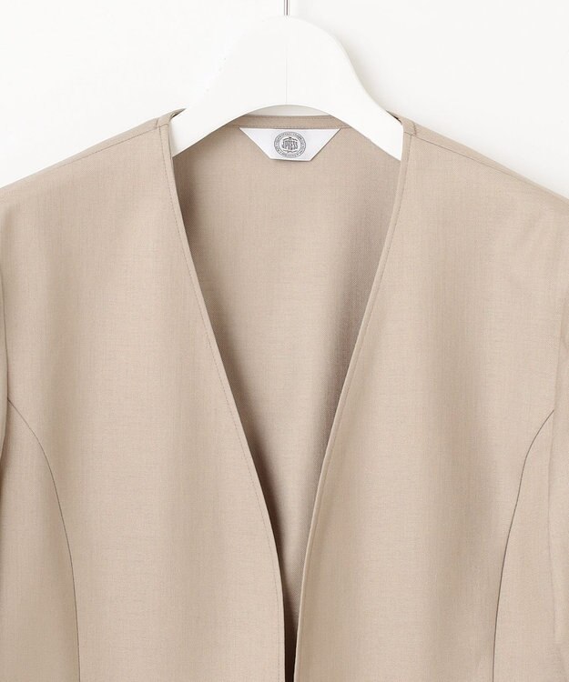 J.PRESS LADIES 【セットアップ対応・洗える・UVケア・速乾】 OXIJEWELストレッチ ノーカラー ジャケット ベージュ系