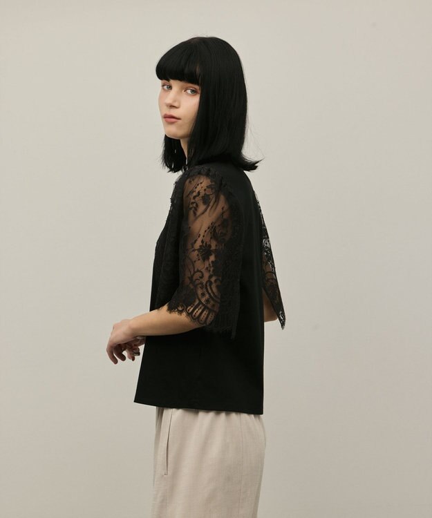 GRACE CONTINENTAL レースフレアカットトップ ブラック