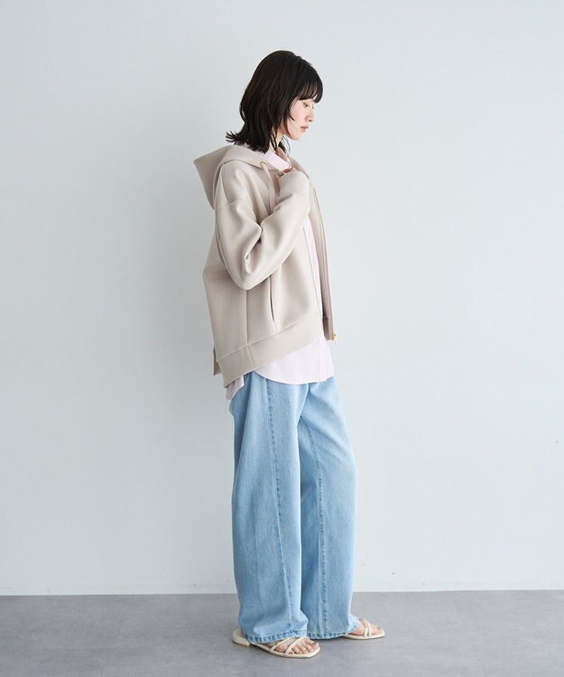YECCA VECCA バックプリーツZIPフーディー Light Beige
