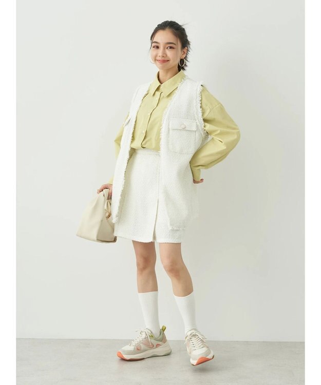 earth music&ecology ツイードジレ Ivory