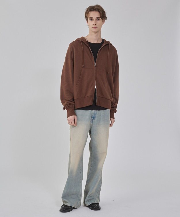 WEGO 【ユニセックス着用ITEM/ウエスト調整可】フレアデニムパンツ デニム淡加工色