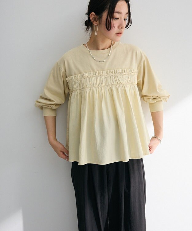 Green Parks ピグメントドッキングシャーリングプルオーバー Beige