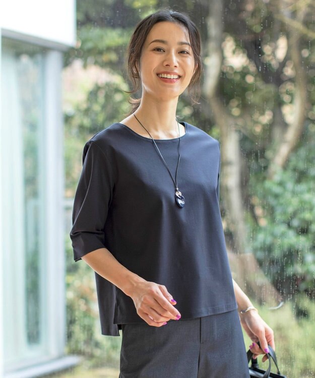 J.PRESS LADIES L スムースジャージー カットソー ネイビー系