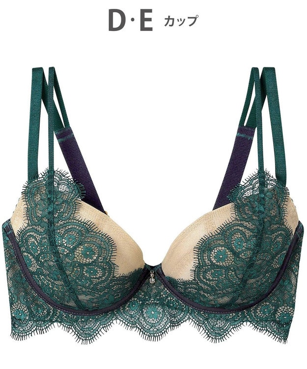 AMPHI ブラジャー 谷間メイク カップ上辺が浮きにくい Gカップまで対応 大きいサイズ 【Glama-Rich グラマリッチ ボリュームUPタイプ】 ブラ BYJ302 アンフィ／ワコール グリーン