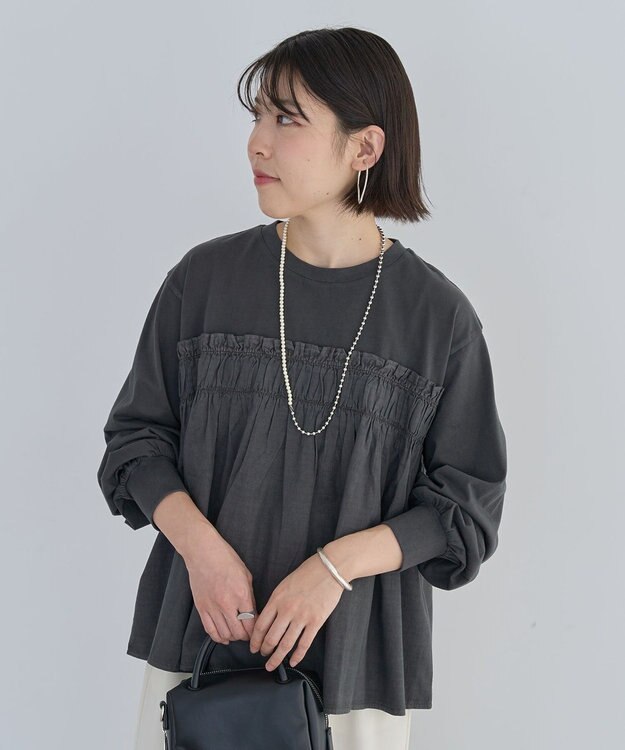 Green Parks ピグメントドッキングシャーリングプルオーバー Charcoal Gray