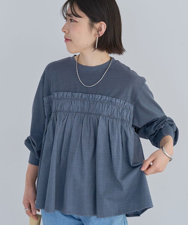 Green Parks ピグメントドッキングシャーリングプルオーバー Dark Blue