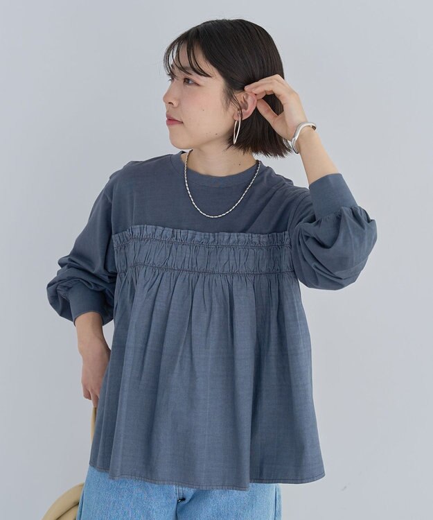 Green Parks ピグメントドッキングシャーリングプルオーバー Dark Blue