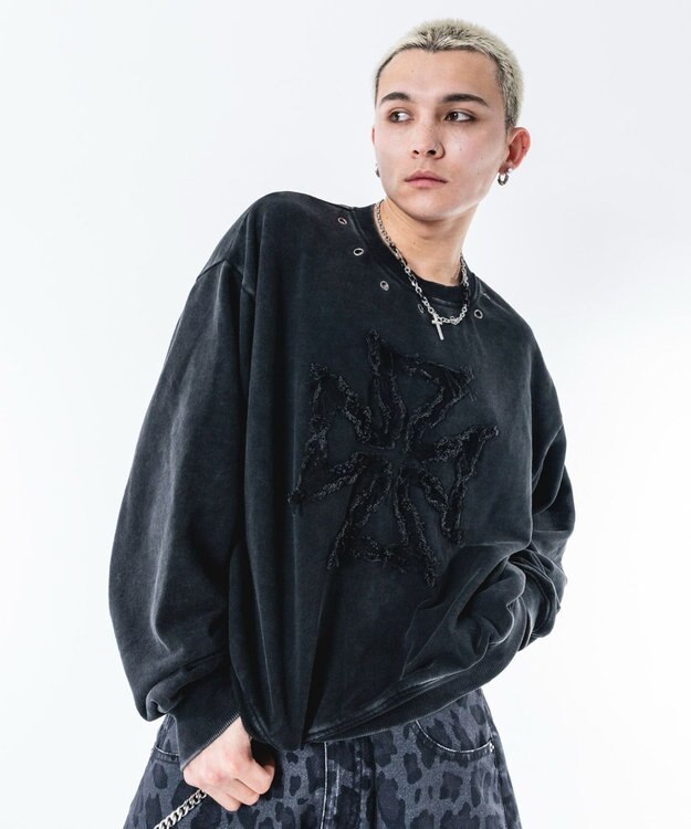 WEGO 【ユニセックス着用ITEM】ブリーチハトメロゴプルオーバー ブラックその他